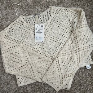 NWT ZARA CROPPED CROCHET TOP SM